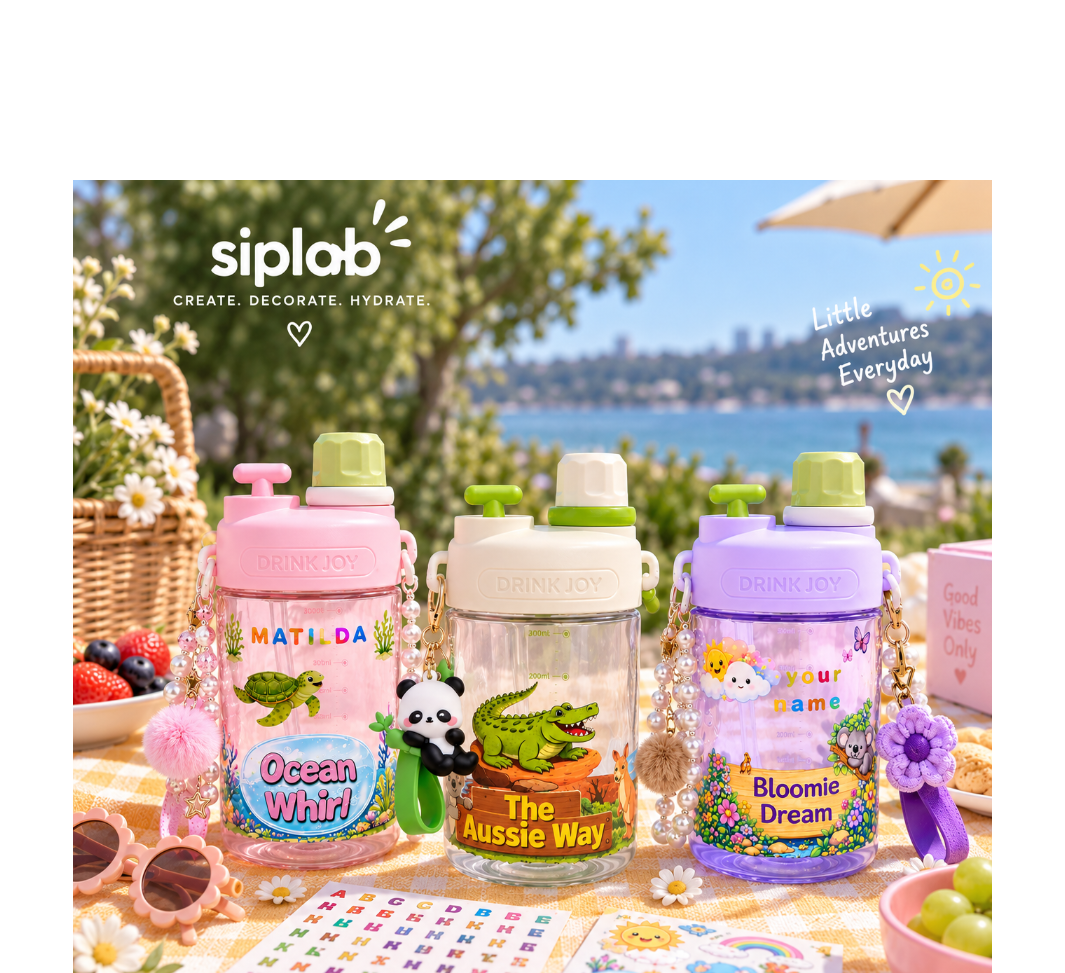 Siplab DIY Personalised Kids Drink Bottle Kit | 560ml Tritan Bottle
