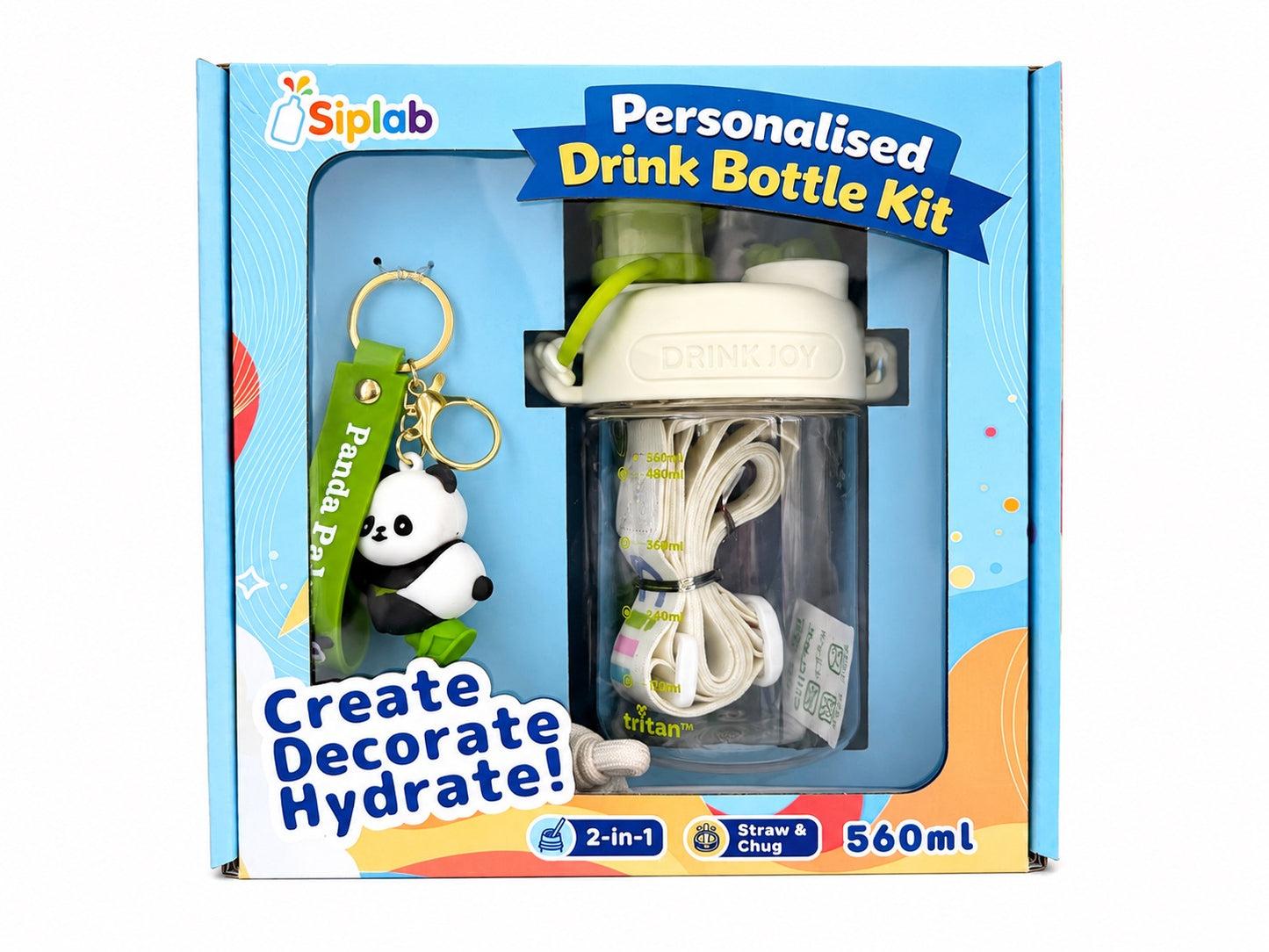 Siplab DIY Personalised Kids Drink Bottle Kit | 560ml Tritan Bottle